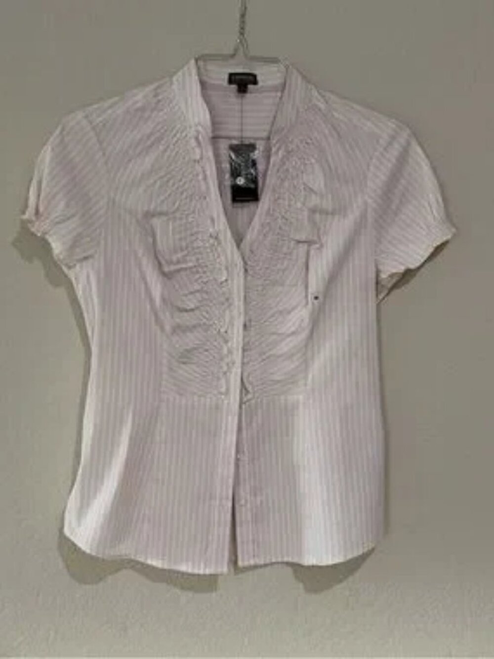 Pink White Striped Button
